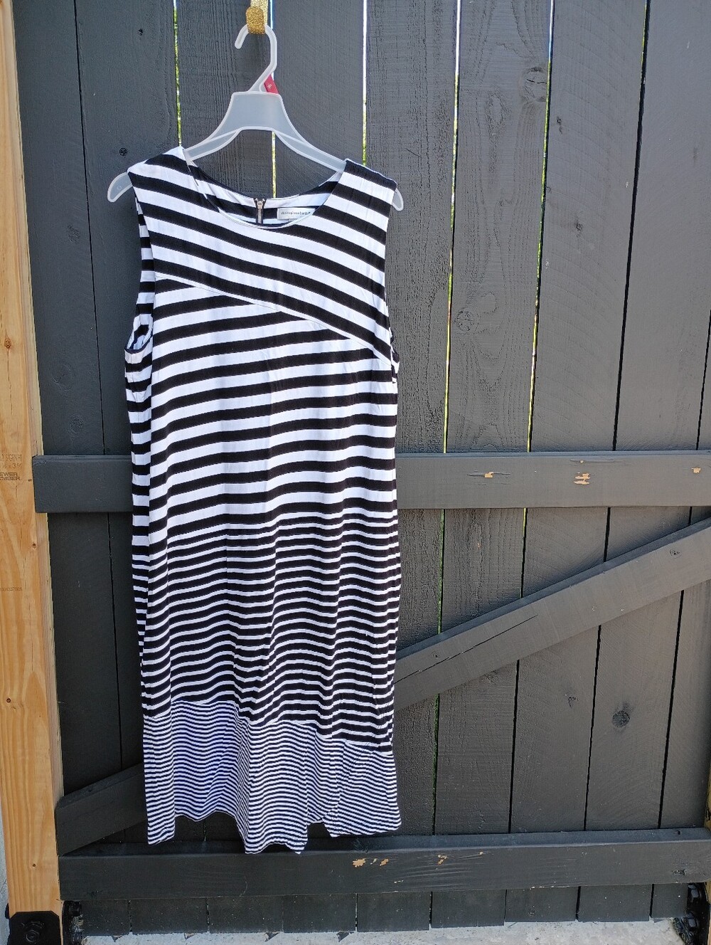 Christopher & Banks Black and White Striped Midi Dress